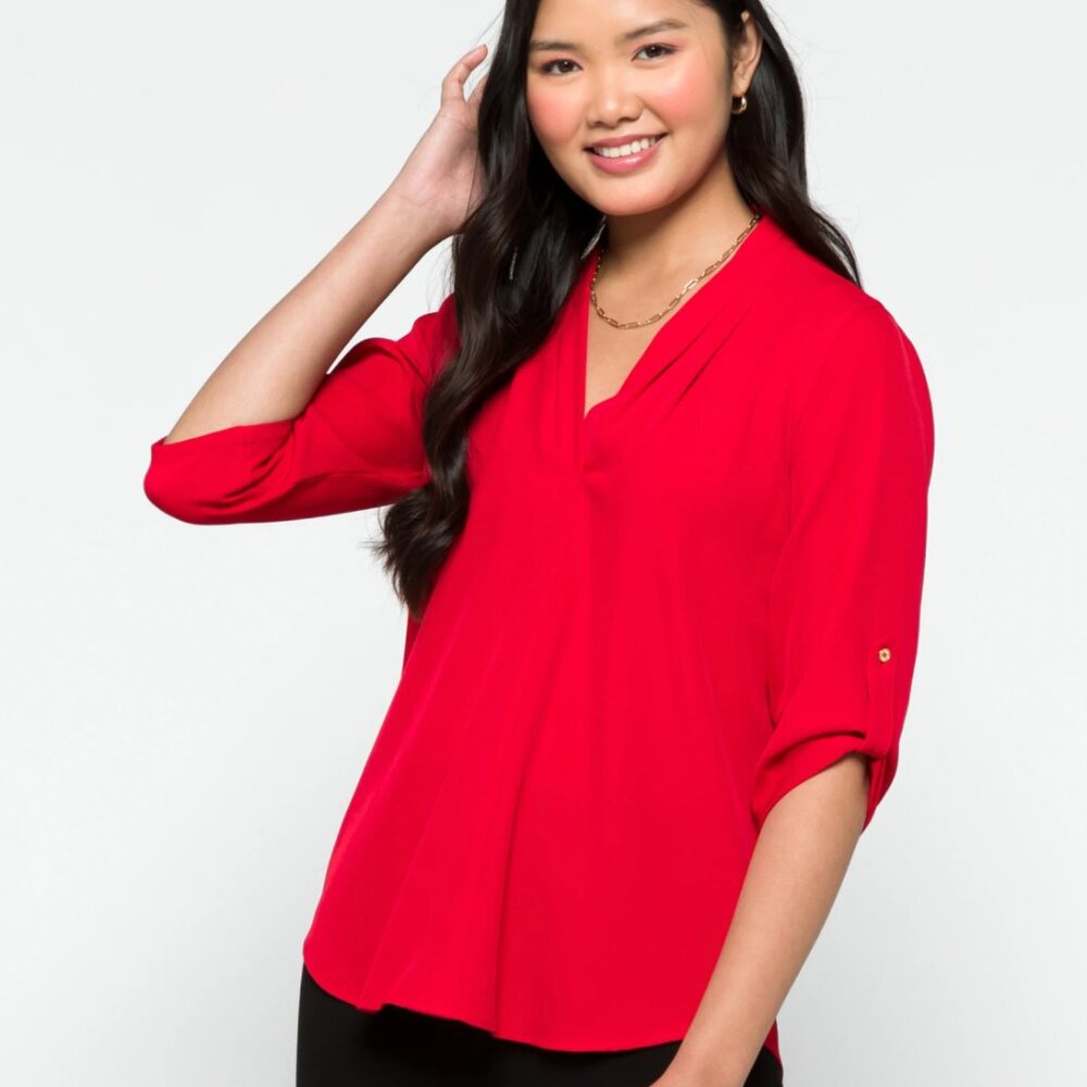 Calvin Klein V-neck Roll tab blouse - NWOT